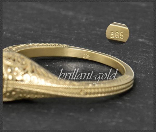 Ring mit 0,50ct Brillant, 585 Gold, Jugendstil Design